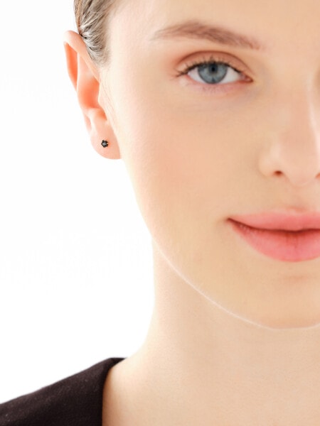 Zlaté náušnice s černými brilianty - 0,05 ct - ryzost 585