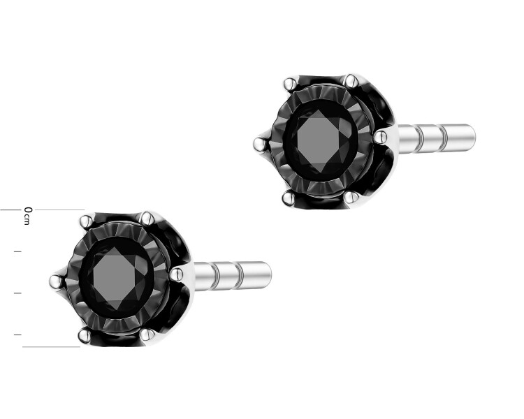 Náušnice s bílého zlata s černými brilianty - 0,05 ct - ryzost 585