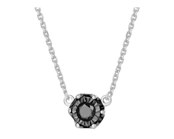 Naszyjnik z białego złota z czarnymi brylantami - 0,05 ct - próba 585