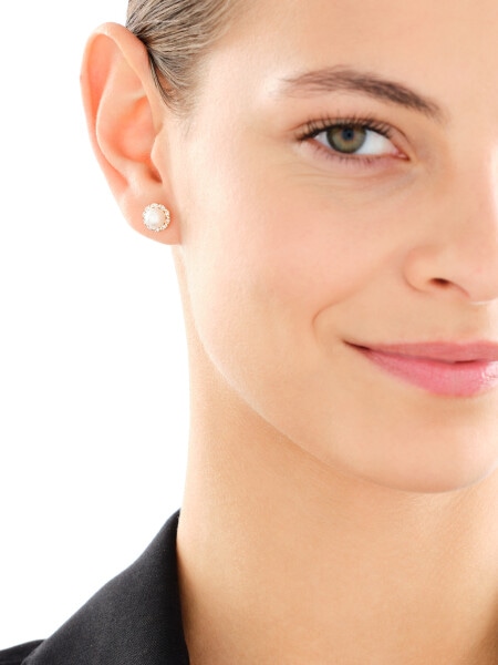 Zlaté náušnice s diamanty a perlami - ryzost 585