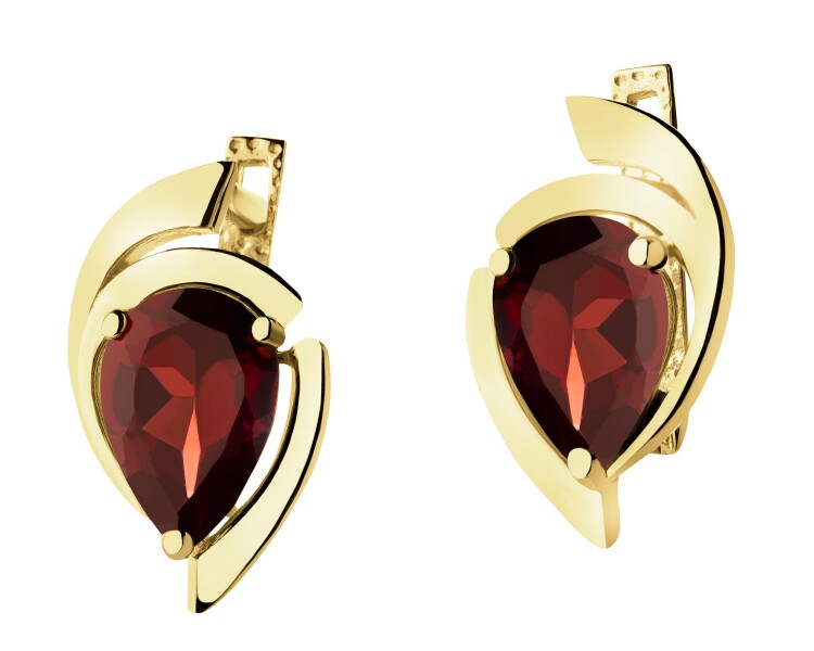 Złote kolczyki z granatami