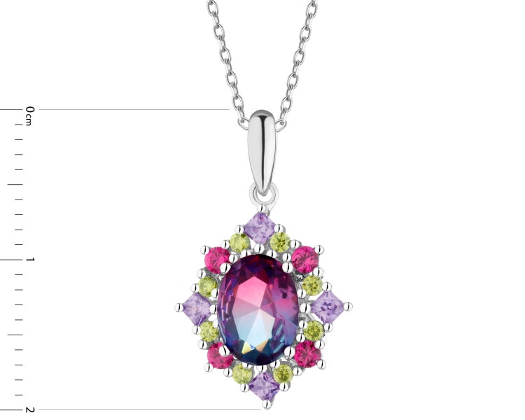 Zawieszka srebrna z cyrkoniami i szlifowanym szkłem