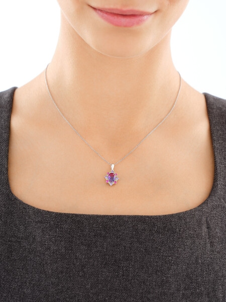 Stříbrný přívěsek se zirkony a broušeným sklem