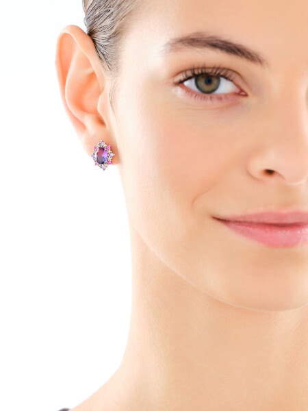 Stříbrné náušnice se zirkony a broušeným sklem