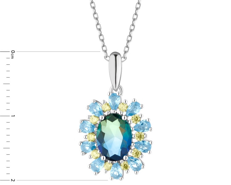 Zawieszka srebrna z cyrkoniami i szlifowanym szkłem