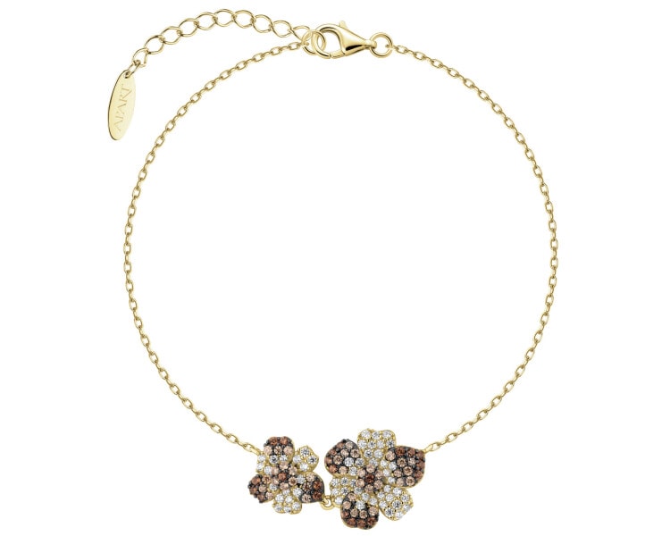 Bransoletka srebrna z cyrkoniami - kwiaty