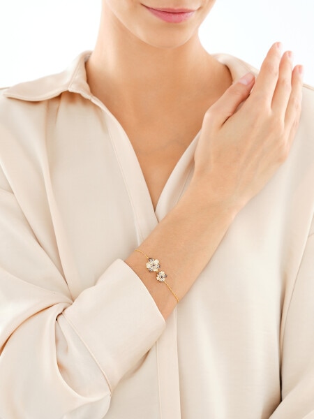 Bransoletka srebrna z cyrkoniami - kwiaty