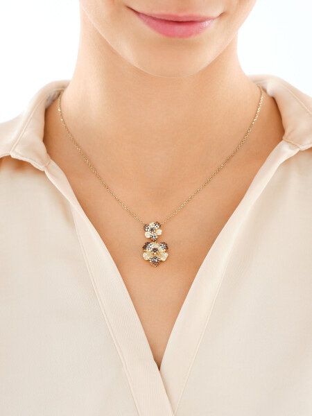 Zawieszka srebrna z cyrkoniami - kwiaty