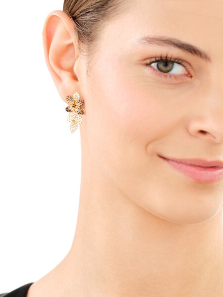 Pozlacené stříbrné náušnice - květy, listy