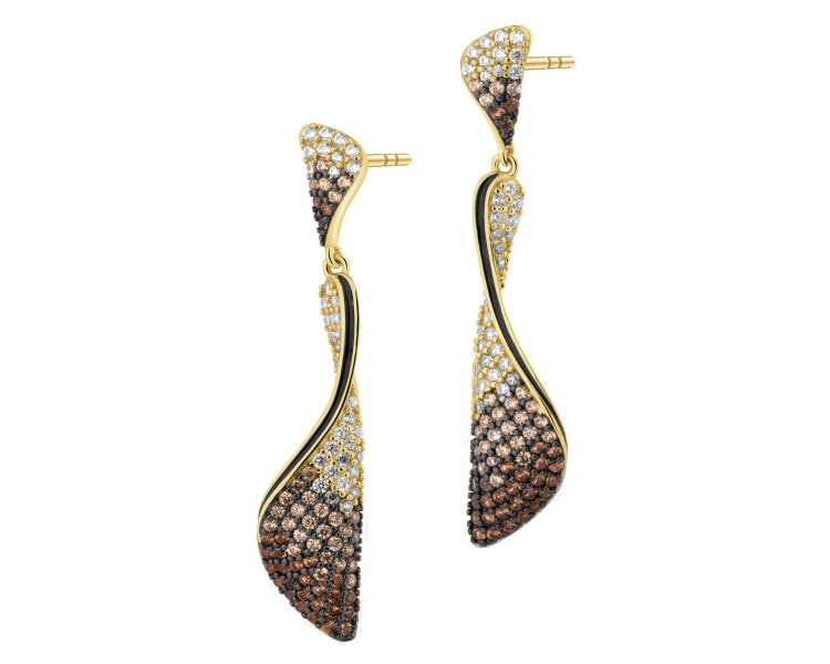 Stříbrné náušnice se zirkony a smaltem