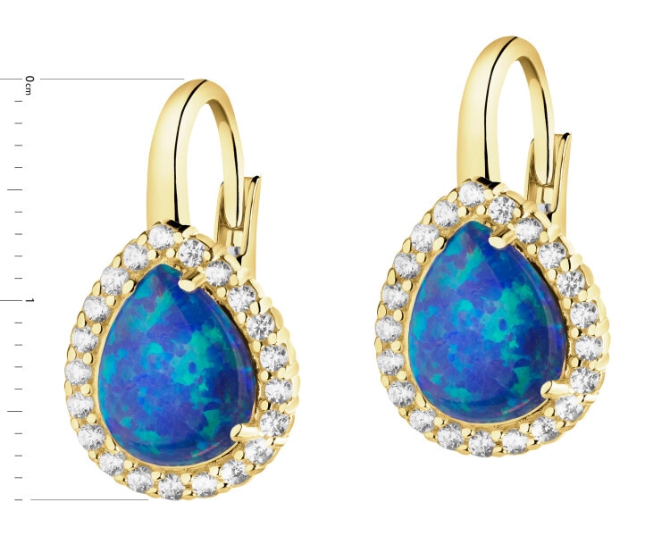 Złote kolczyki z opalitami i cyrkoniami