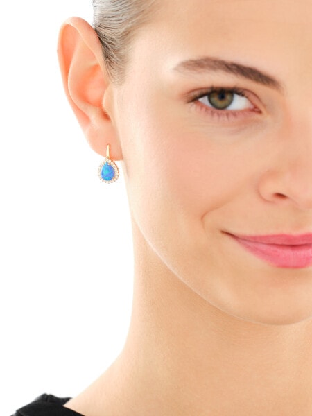 Zlaté náušnice s opality a zirkony