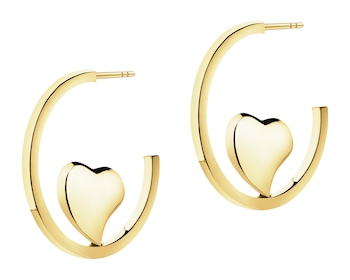 Złote kolczyki - koła, serca