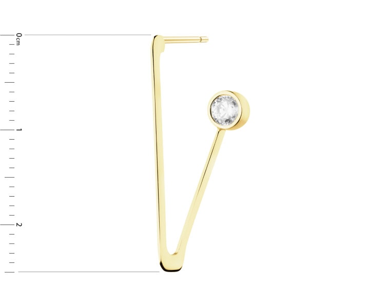 Pojedynczy złoty kolczyk z cyrkonią