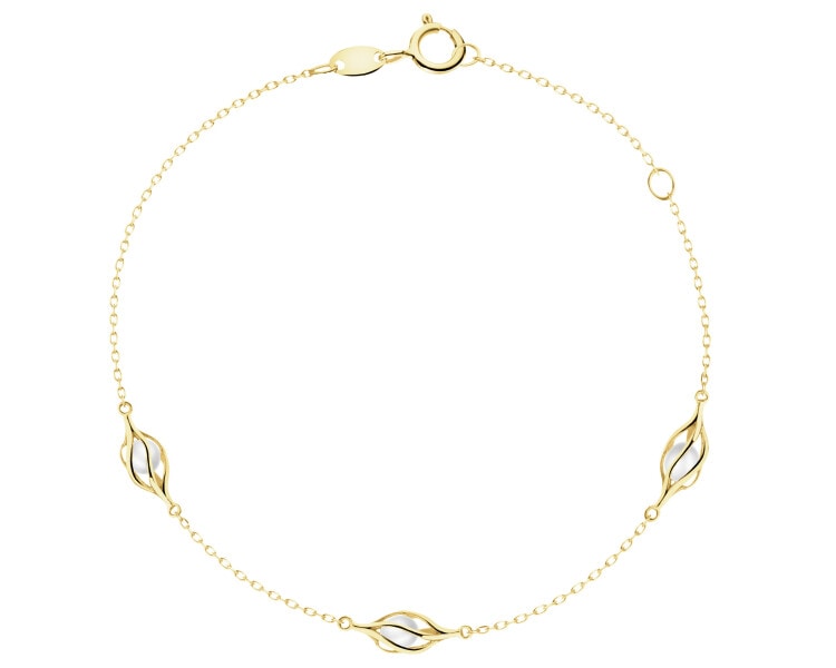 Złota bransoletka z perłami