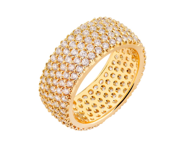 Pierścionek z mosiądzu pozłacany z cyrkoniami