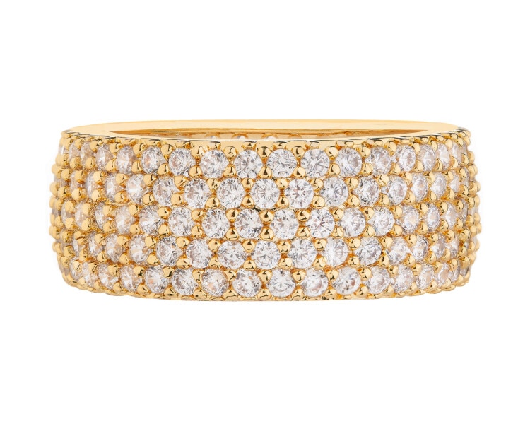 Pierścionek z mosiądzu pozłacany z cyrkoniami