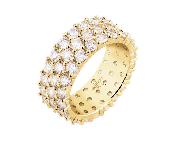 Pierścionek z mosiądzu pozłacany z cyrkoniami