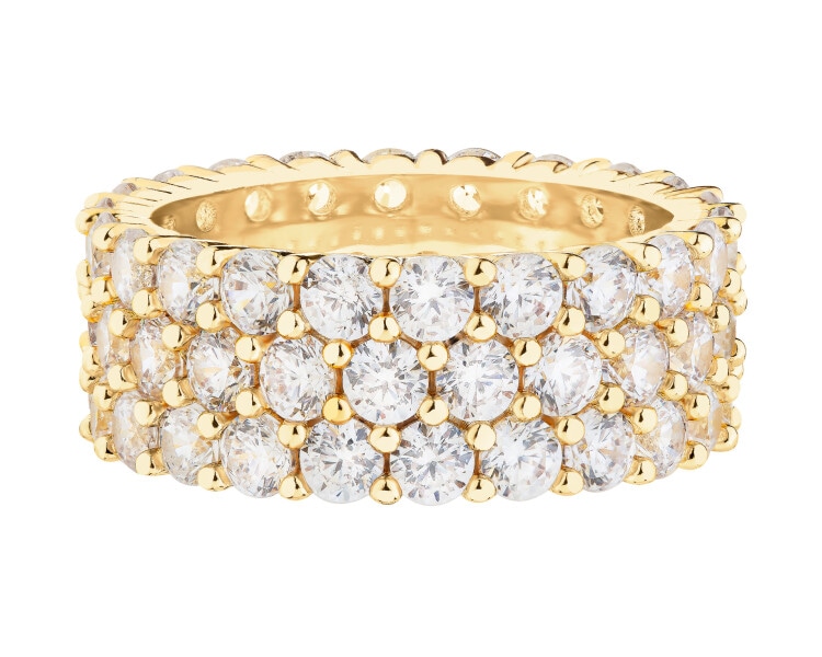 Pierścionek z mosiądzu pozłacany z cyrkoniami