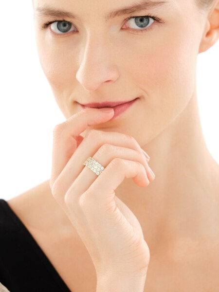 Pozlacený prsten z mosazi se zirkony