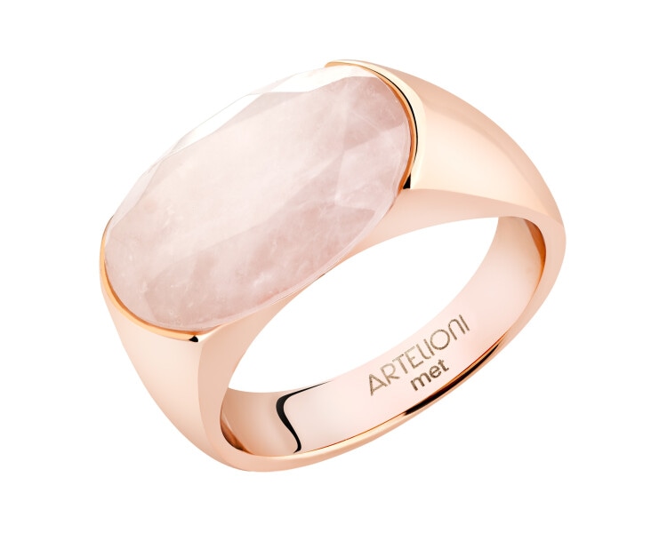 Pierścionek z mosiądzu pozłacany z kwarcem