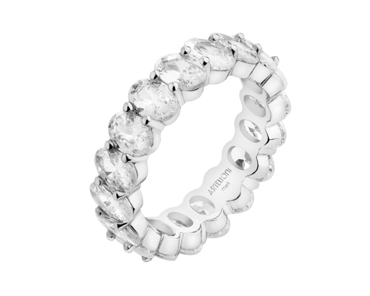 Pierścionek z mosiądzu rodowany z cyrkoniami - Eternity