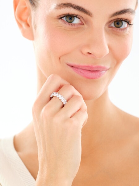 Pierścionek z mosiądzu rodowany z cyrkoniami - Eternity