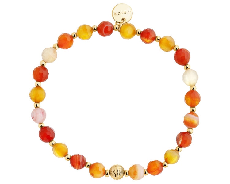 Pozlacený náramek z mosazi s acháty