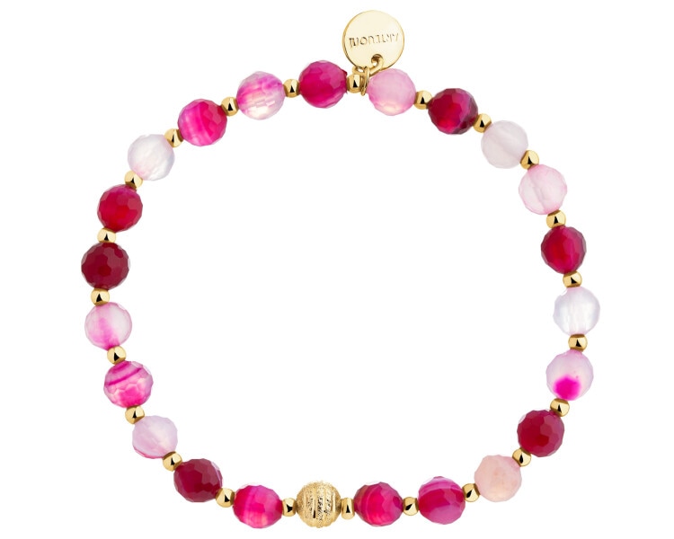 Bransoletka z mosiądzu pozłacana z agatami