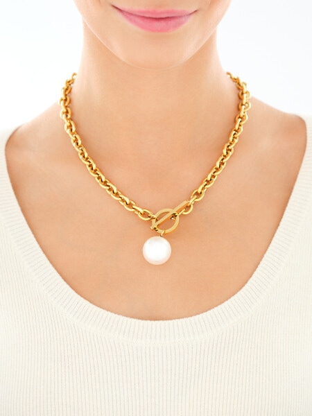 Naszyjnik ze stali szlachetnej z perłą