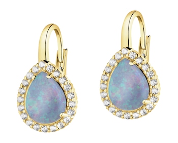 Złote kolczyki z opalitami i cyrkoniami