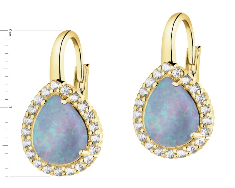 Złote kolczyki z opalitami i cyrkoniami