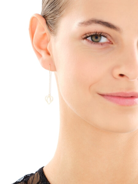 Zlaté náušnice - kočky, srdce