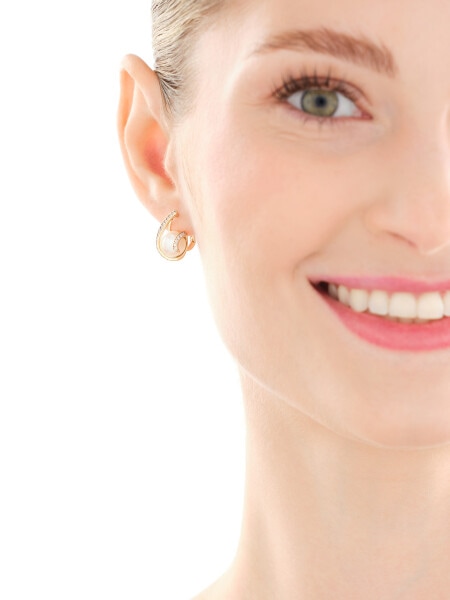 Złote kolczyki z perłami i cyrkoniami