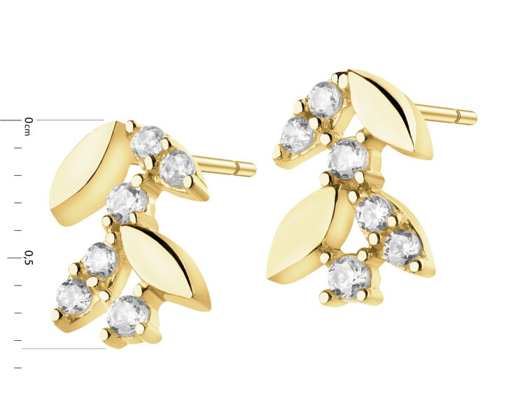 Zlaté náušnice se zirkony - listy