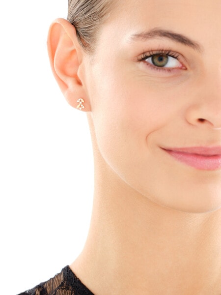 Zlaté náušnice se zirkony - listy