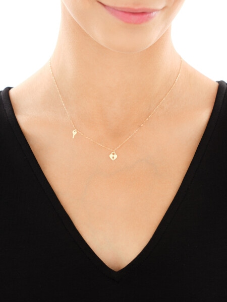 Złoty naszyjnik - kłódka, kluczyk