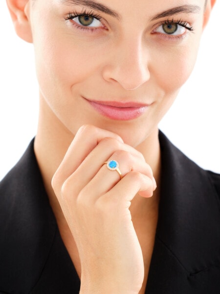 Zlatý prsten s opalitem a zirkony