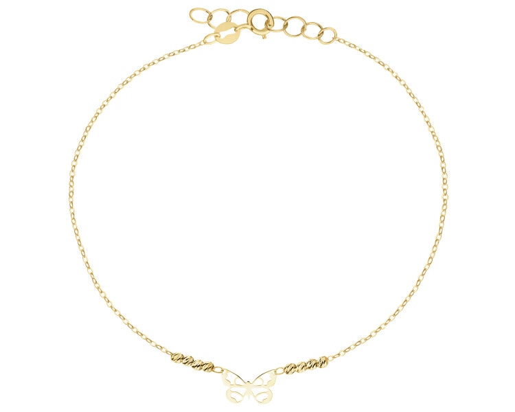 Złota bransoletka na nogę - motyl