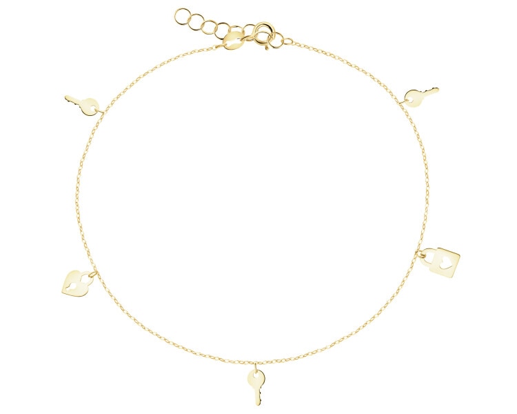 Złota bransoletka - kluczyki, kłódki