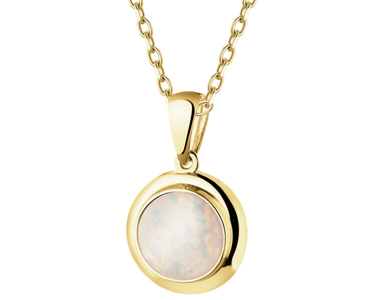14 K Yellow Gold Pendant with Opalite