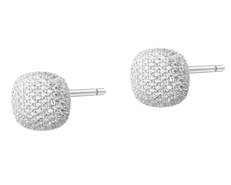 Stříbrné náušnice se zirkony - čtverce