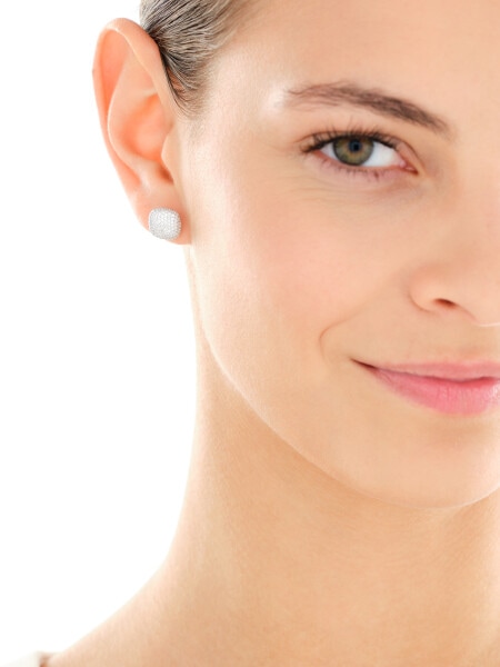 Stříbrné náušnice se zirkony - čtverce