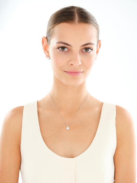 Stříbrné náušnice se zirkony - květy