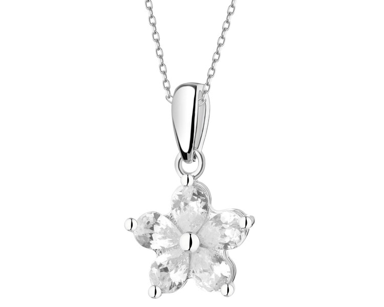 Stříbrný přívěsek se zirkony - květ
