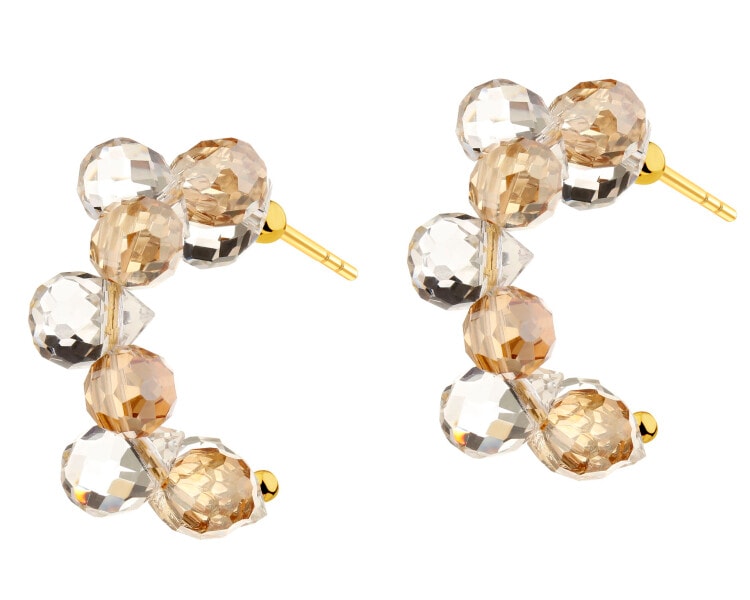 Kolczyki z mosiądzu pozłacane ze szklanymi detalami