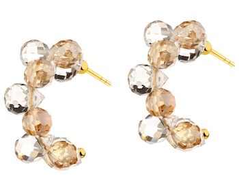 Pozlacené náušnice z mosazi se skleněnými detaily