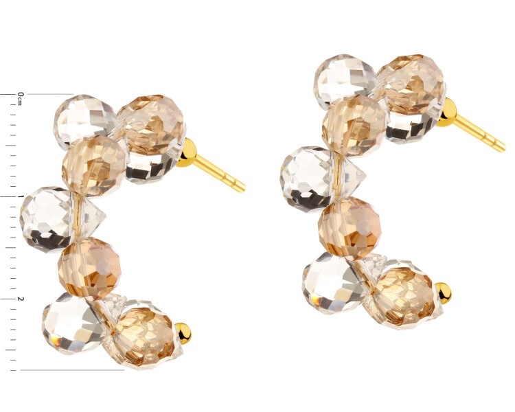 Kolczyki z mosiądzu pozłacane ze szklanymi detalami