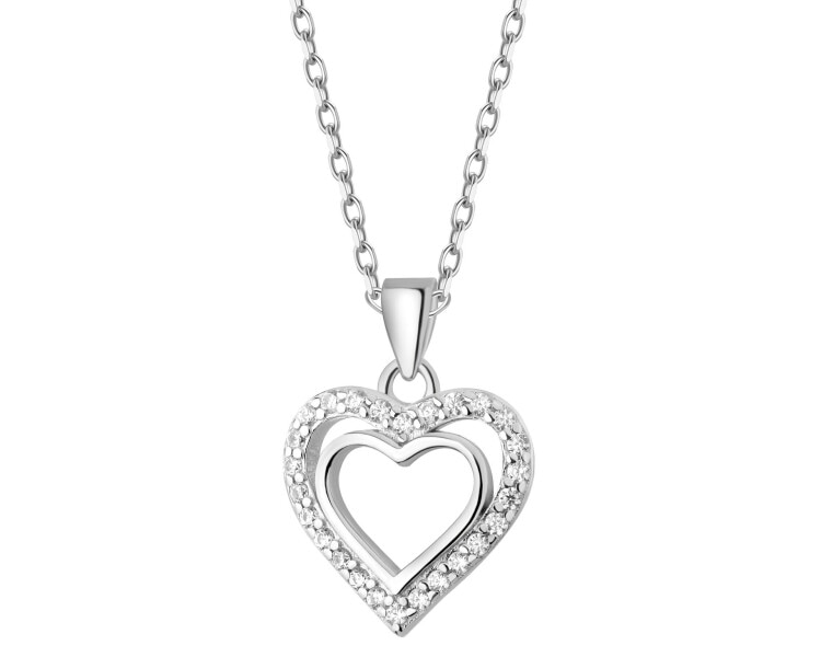 Stříbrný přívěsek se zirkony - srdce
