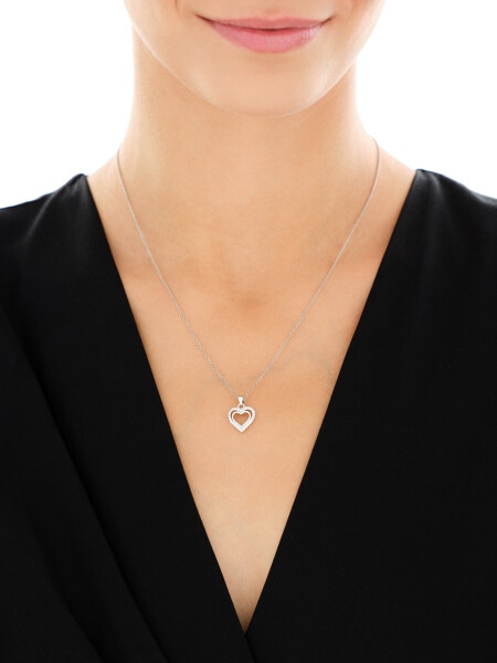 Stříbrný přívěsek se zirkony - srdce
